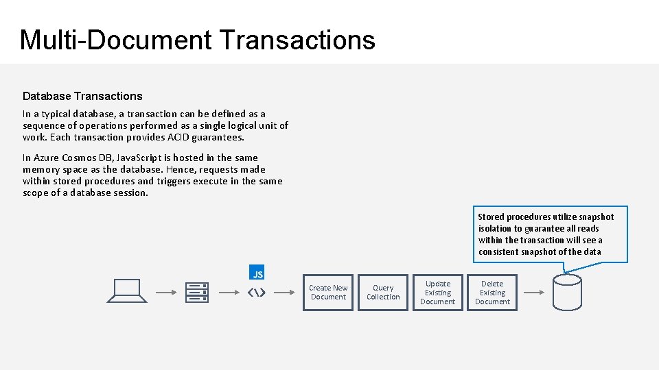 Multi-Document Transactions Database Transactions In a typical database, a transaction can be defined as