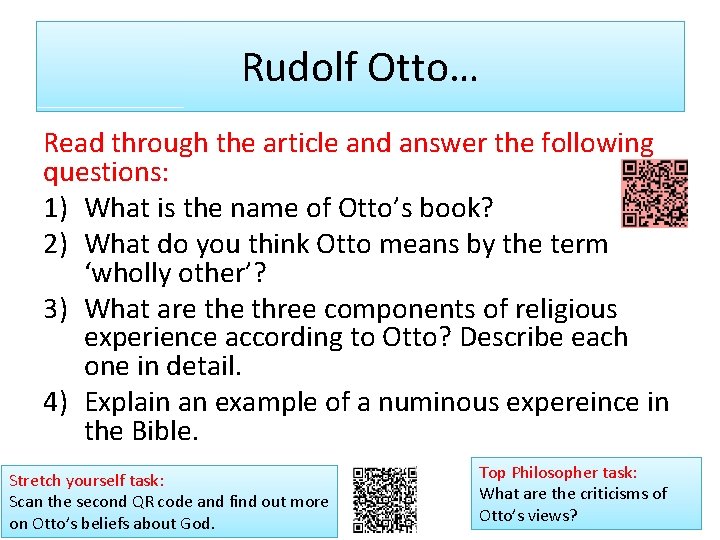 Rudolf Otto… Read through the article and answer the following questions: 1) What is