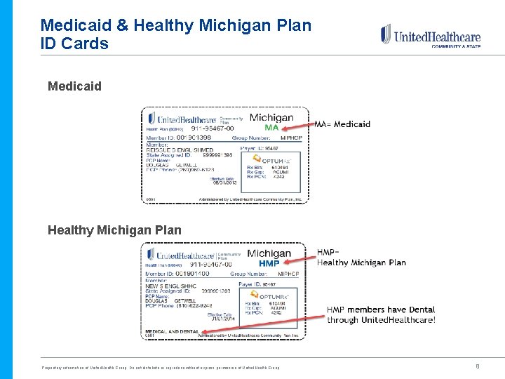 Medicaid & Healthy Michigan Plan ID Cards Medicaid Healthy Michigan Plan Proprietary information of Medicaid & Healthy Michigan Plan ID Cards Medicaid Healthy Michigan Plan Proprietary information of