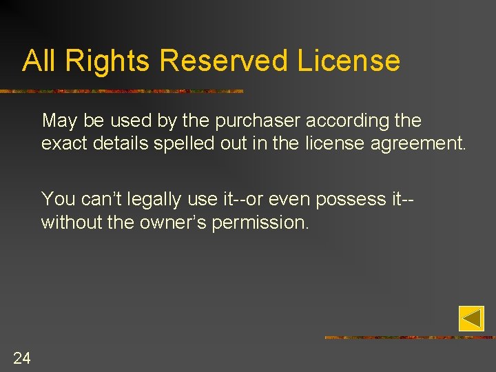 All Rights Reserved License May be used by the purchaser according the exact details