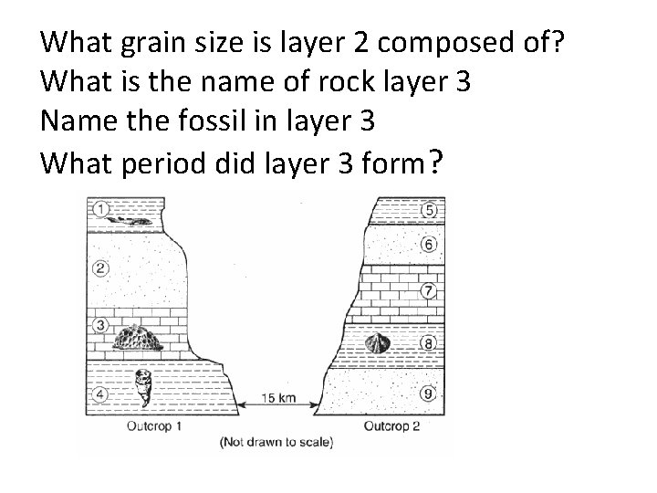 What grain size is layer 2 composed of? What is the name of rock