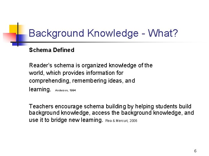 Background Knowledge Key to Reading Comprehension and Learning