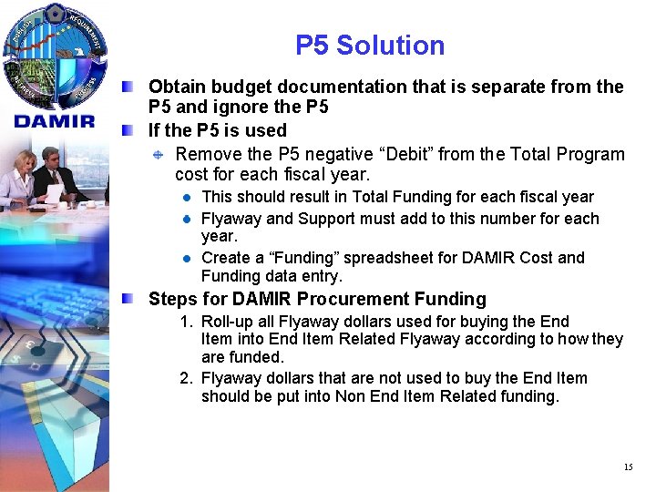 P 5 Solution Obtain budget documentation that is separate from the P 5 and