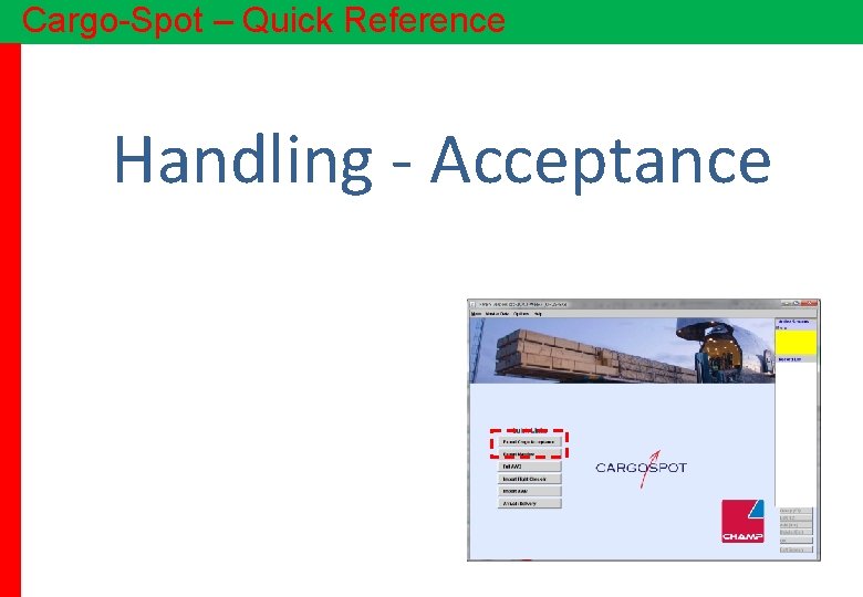 Cargo-Spot – Quick Reference Handling - Acceptance 