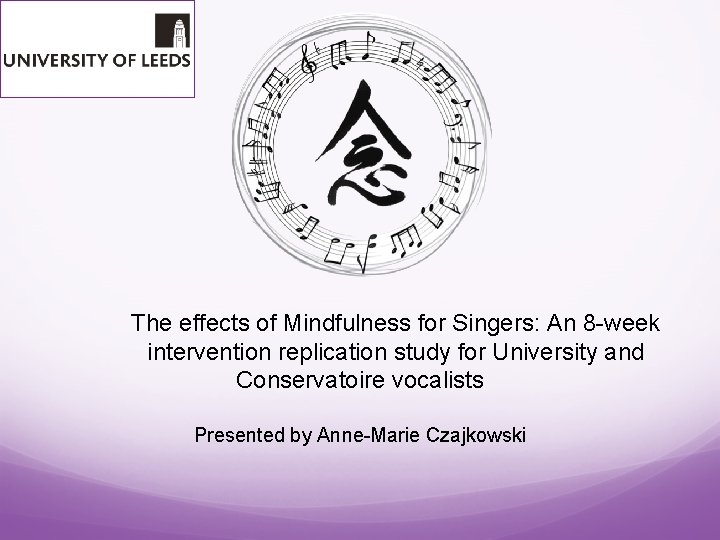 The effects of Mindfulness for Singers: An 8 -week intervention replication study for University