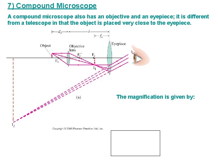 7) Compound Microscope A compound microscope also has an objective and an eyepiece; it