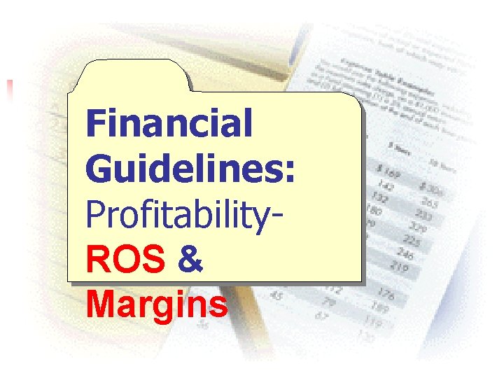 Financial Guidelines: Profitability. ROS & Margins 