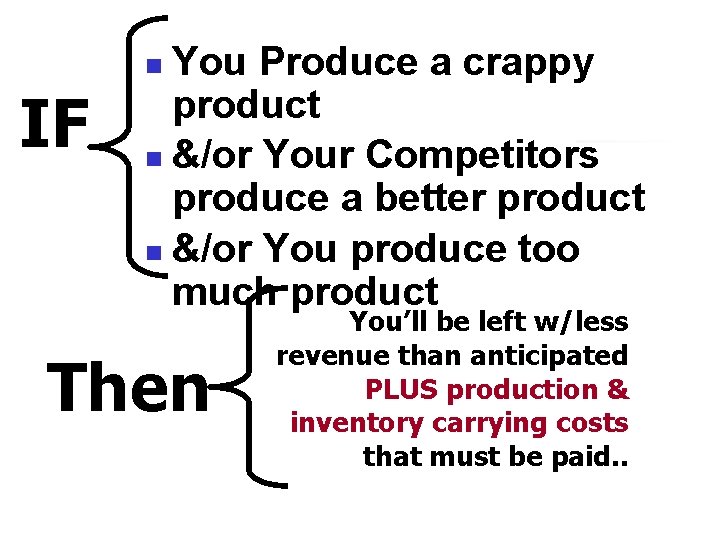 You Produce a crappy product n &/or Your Competitors produce a better product n