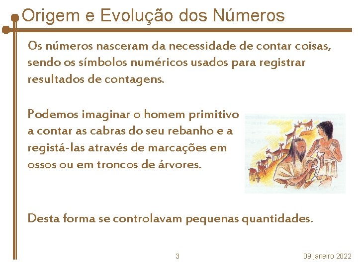 Origem e Evolução dos Números Os números nasceram da necessidade de contar coisas, sendo