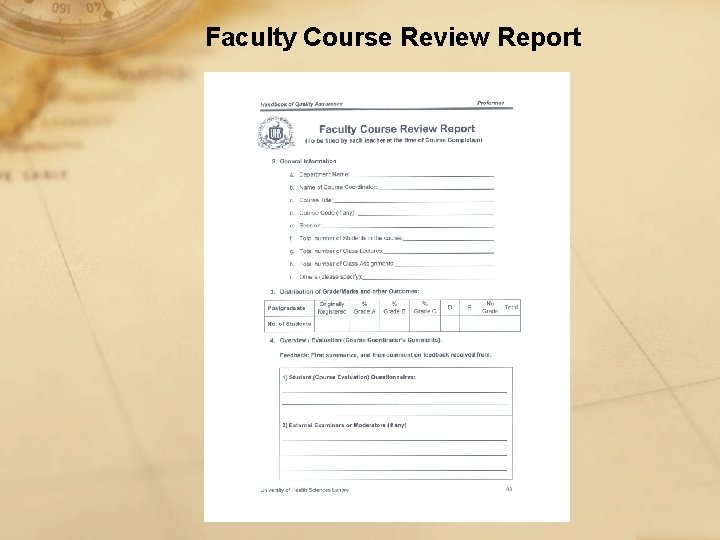 Faculty Course Review Report 