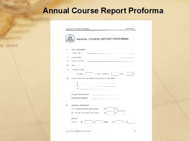 Annual Course Report Proforma 