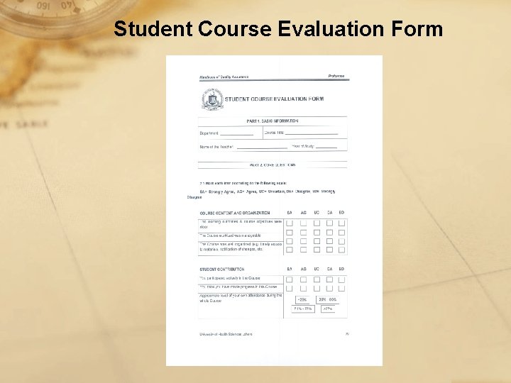 Student Course Evaluation Form 