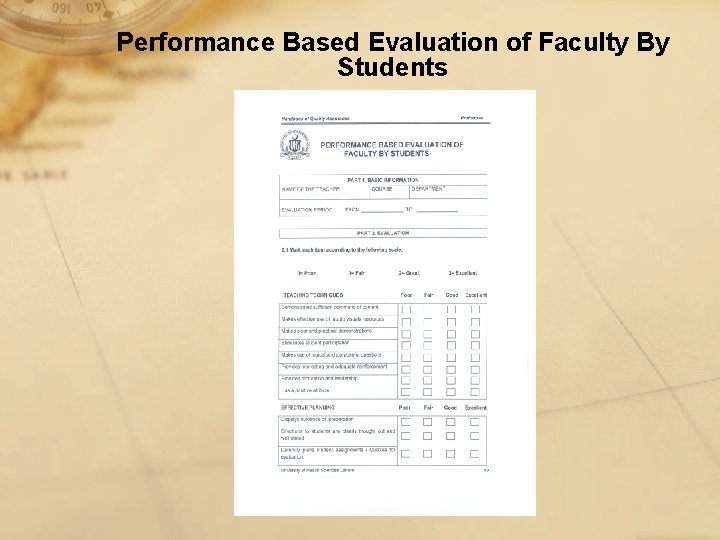 Performance Based Evaluation of Faculty By Students 