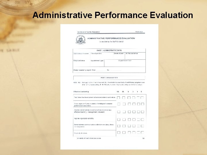 Administrative Performance Evaluation 