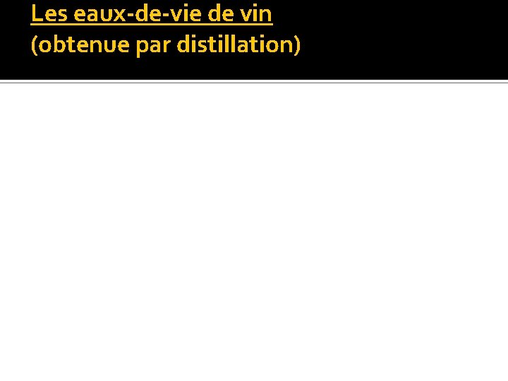 Les eaux-de-vie de vin (obtenue par distillation) 