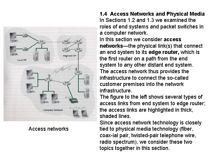 Access networks 1. 4 Access Networks and Physical Media In Sections 1. 2 and