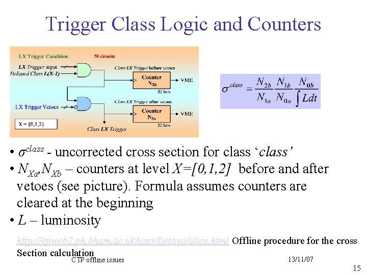 Trigger Class Logic and Counters • σclass - uncorrected cross section for class ‘class’