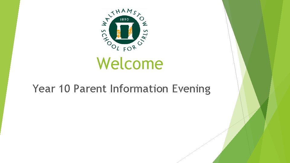 Welcome Year 10 Parent Information Evening 