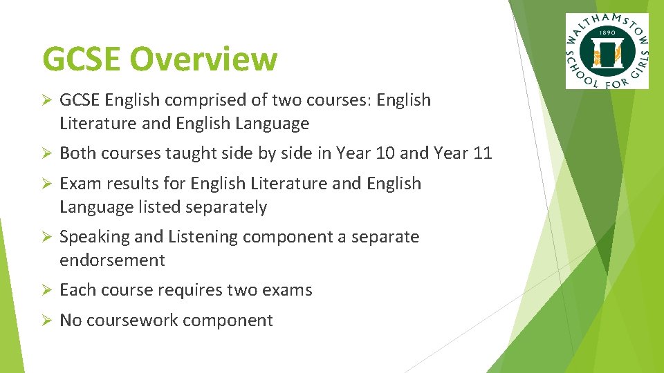 GCSE Overview Ø GCSE English comprised of two courses: English Literature and English Language