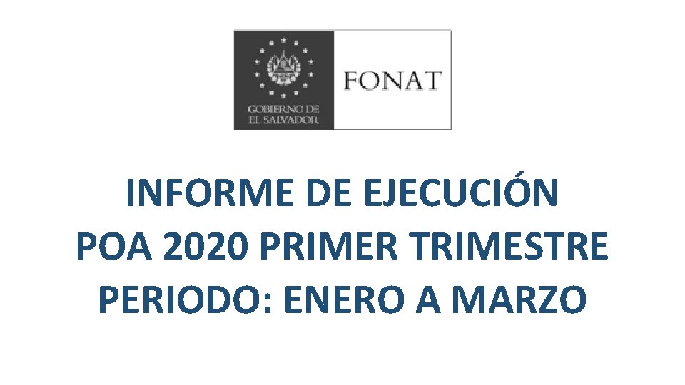 INFORME DE EJECUCIÓN POA 2020 PRIMER TRIMESTRE PERIODO: ENERO A MARZO 