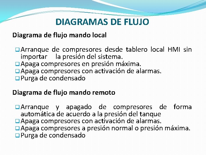 DIAGRAMAS DE FLUJO Diagrama de flujo mando local q Arranque de compresores desde tablero