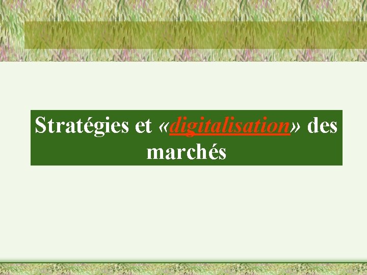 Stratégies et «digitalisation» des marchés 