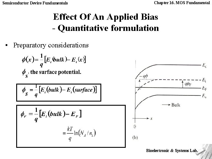 Semiconductor Device Fundamentals Chapter 16. MOS Fundamental Effect Of An Applied Bias - Quantitative