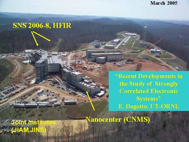 March 2005 SNS 2006 -8, HFIR SNS picture “Recent Developments in the Study of