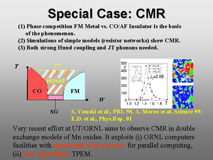 Special Case: CMR (1) Phase competition FM Metal vs. CO/AF Insulator is the basis