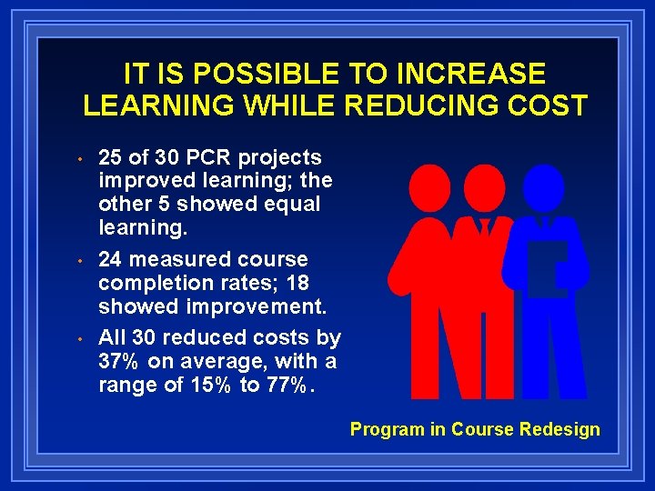 IT IS POSSIBLE TO INCREASE LEARNING WHILE REDUCING COST • • • 25 of