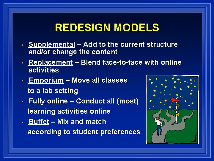 REDESIGN MODELS • • • Supplemental – Add to the current structure and/or change