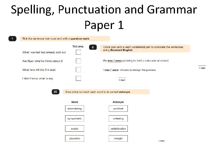 Spelling, Punctuation and Grammar Paper 1 