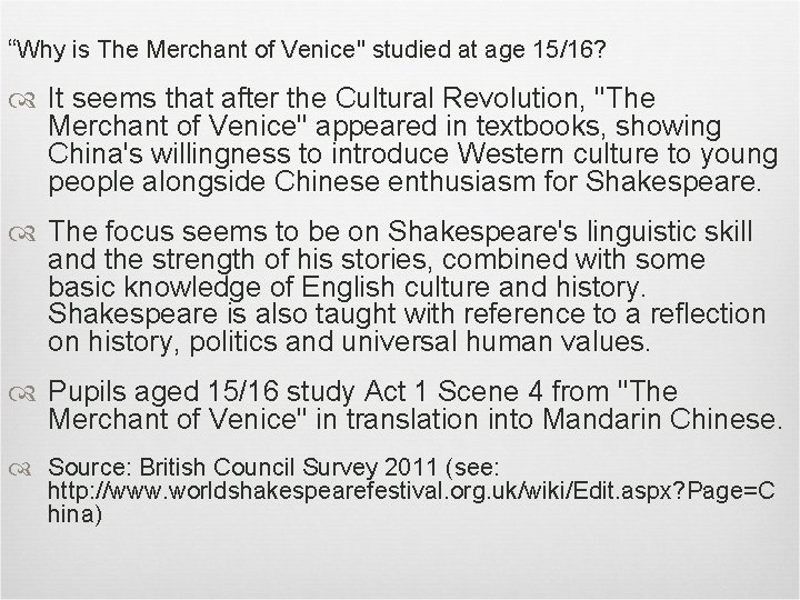“Why is The Merchant of Venice'' studied at age 15/16? It seems that after