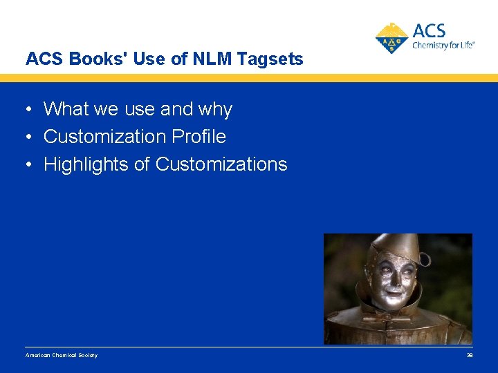 ACS Books' Use of NLM Tagsets • What we use and why • Customization