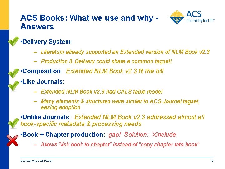 ACS Books: What we use and why Answers • Delivery System: – Literatum already