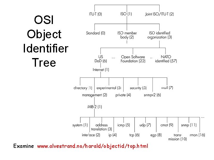 OSI Object Identifier Tree Examine www. alvestrand. no/harald/objectid/top. html 