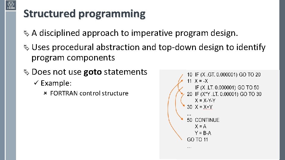 Structured programming Ä A disciplined approach to imperative program design. Ä Uses procedural abstraction