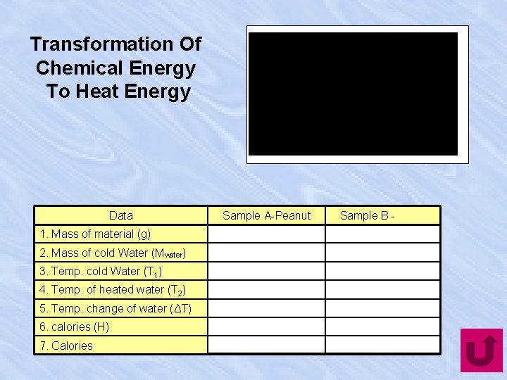 Transformation Of Chemical Energy To Heat Energy Data 1. Mass of material (g) 2.