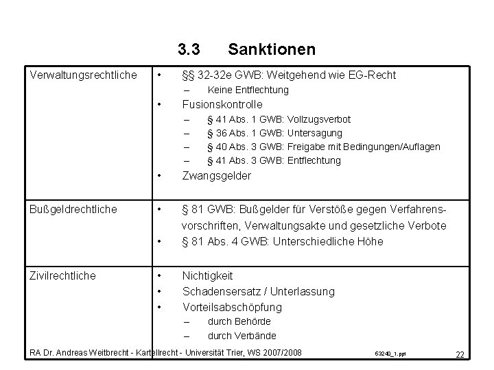 3. 3 Verwaltungsrechtliche • §§ 32 -32 e GWB: Weitgehend wie EG-Recht – •