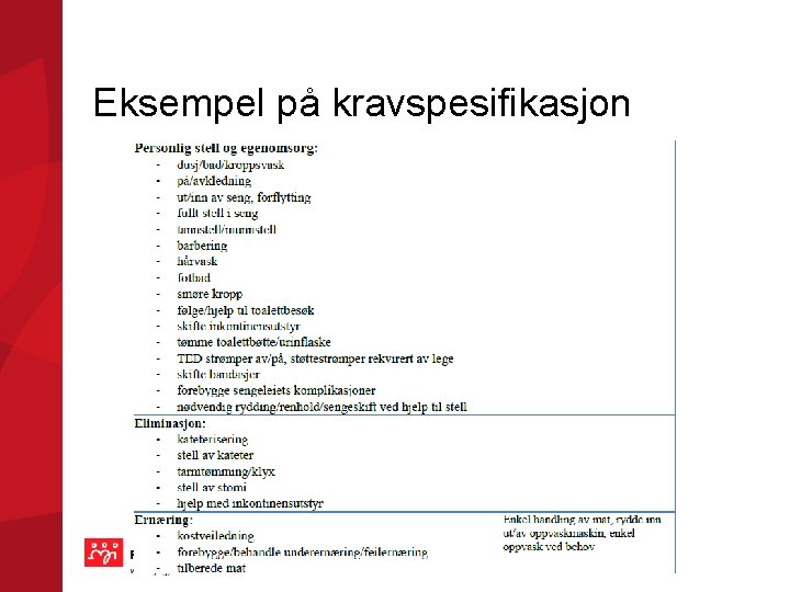 Eksempel på kravspesifikasjon 