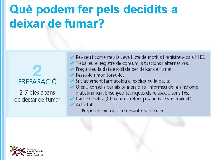 Què podem fer pels decidits a deixar de fumar? 