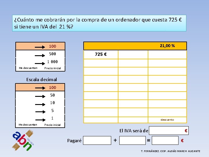 ¿Cuánto me cobrarán por la compra de un ordenador que cuesta 725 € si ¿Cuánto me cobrarán por la compra de un ordenador que cuesta 725 € si