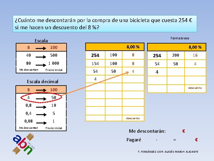 ¿Cuánto me descontarán por la compra de una bicicleta que cuesta 254 € si ¿Cuánto me descontarán por la compra de una bicicleta que cuesta 254 € si