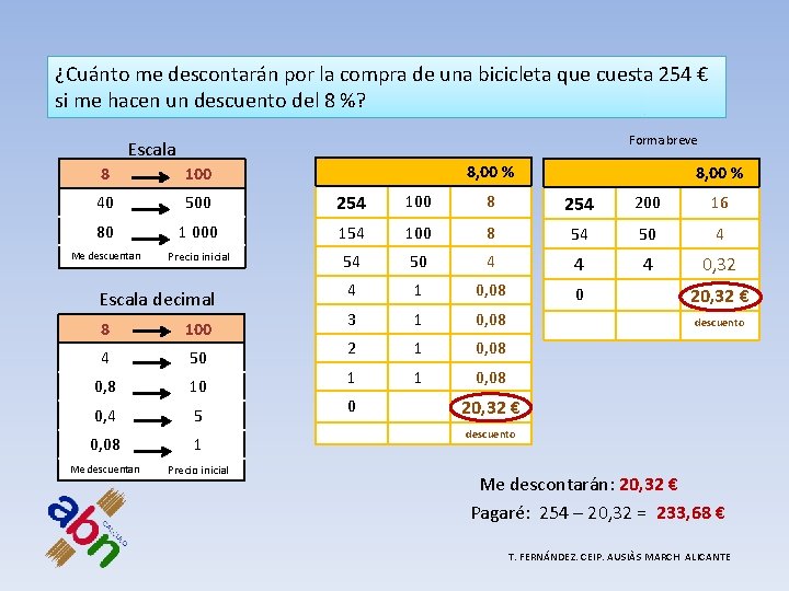 ¿Cuánto me descontarán por la compra de una bicicleta que cuesta 254 € si ¿Cuánto me descontarán por la compra de una bicicleta que cuesta 254 € si