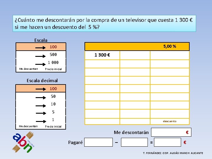 ¿Cuánto me descontarán por la compra de un televisor que cuesta 1 300 € ¿Cuánto me descontarán por la compra de un televisor que cuesta 1 300 €