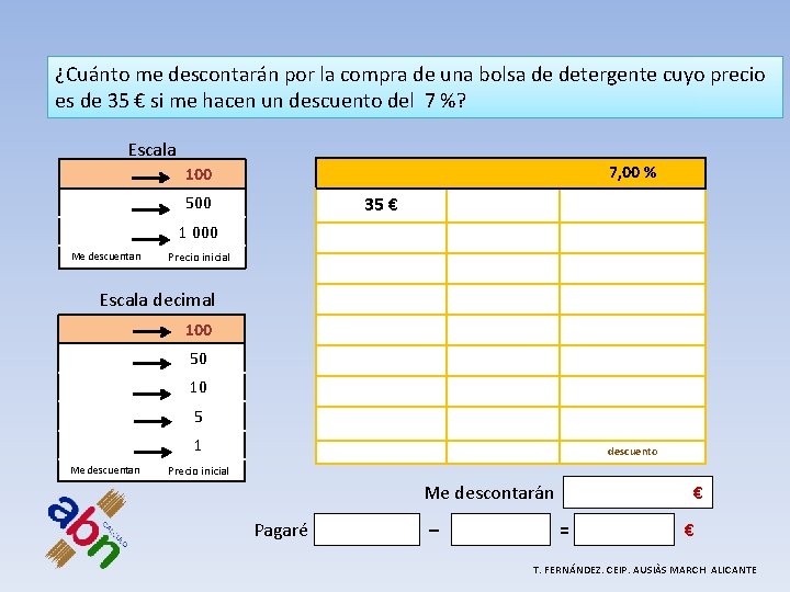 ¿Cuánto me descontarán por la compra de una bolsa de detergente cuyo precio es ¿Cuánto me descontarán por la compra de una bolsa de detergente cuyo precio es