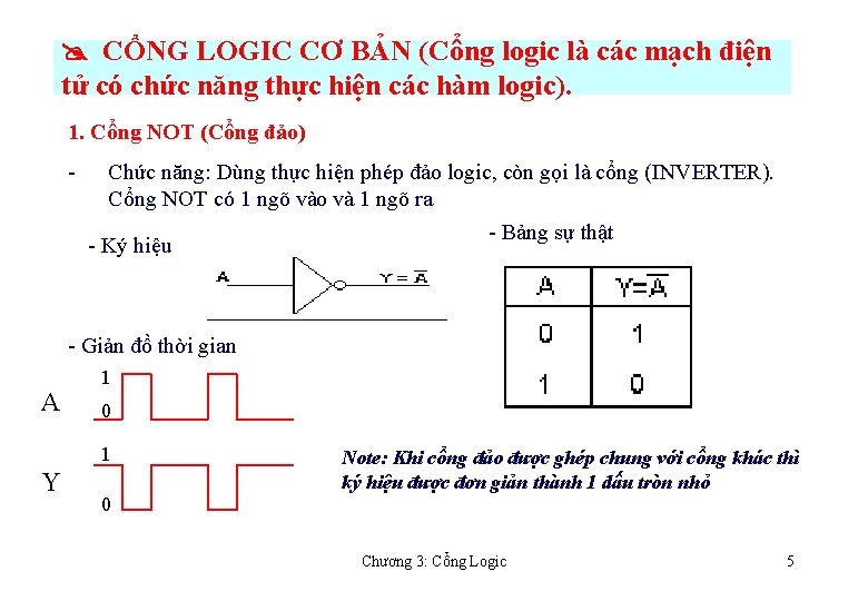  CỔNG LOGIC CƠ BẢN (Cổng logic là các mạch điện tử có chức