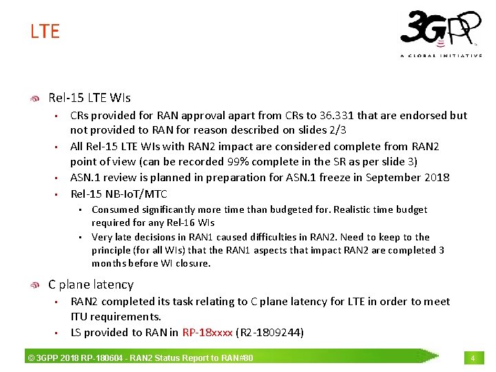 LTE Rel-15 LTE WIs • • CRs provided for RAN approval apart from CRs