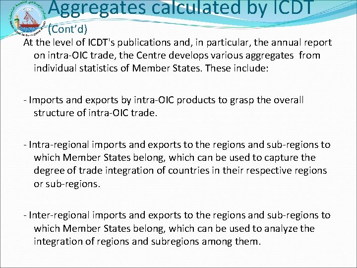 Aggregates calculated by ICDT (Cont’d) At the level of ICDT's publications and, in particular,