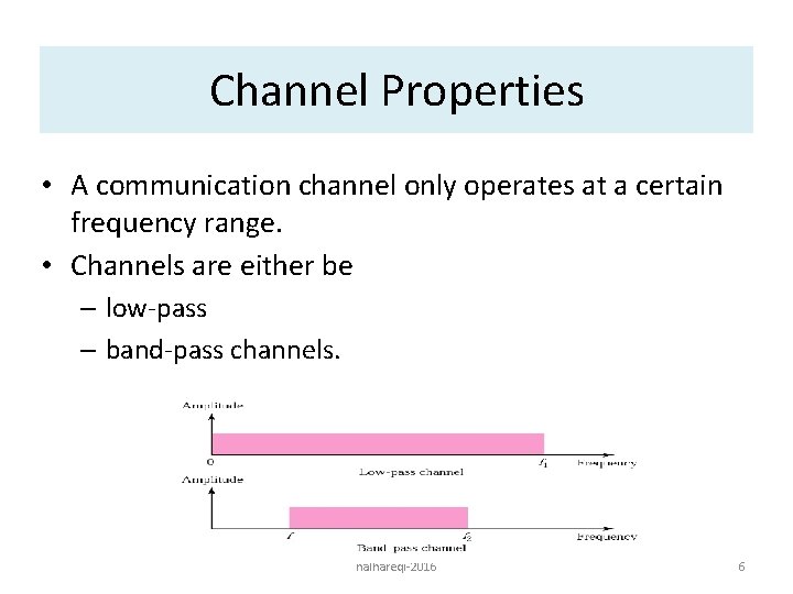 Channel Properties • A communication channel only operates at a certain frequency range. •